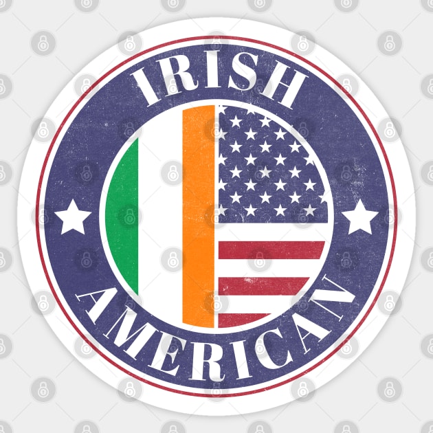 Proud Irish-American Badge - Ireland Flag Sticker by Yesteeyear